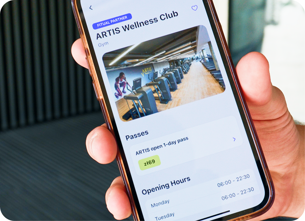 Fitual app showing nearby gyms